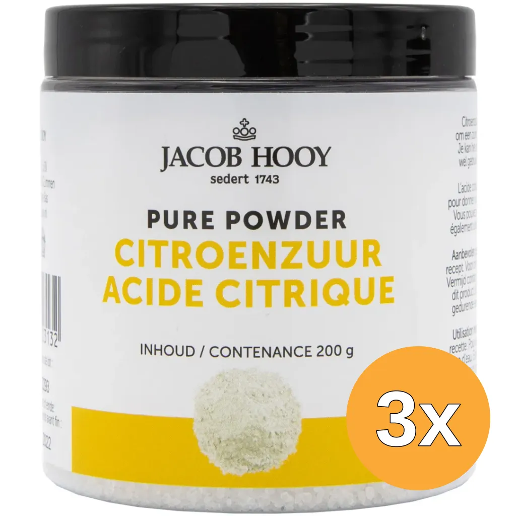 3x Jacob Hooy Citroenzuur Pot (200 gr)