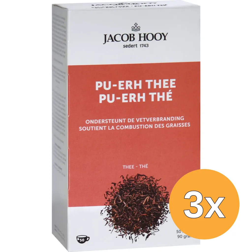 3x Jacob Hooy Pu Erh Theezakjes (50 stuks)