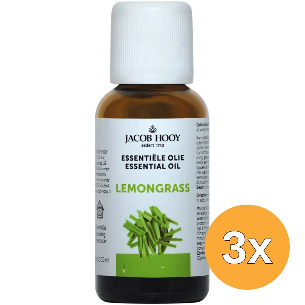 3x Jacob Hooy Lemongrass olie (30 ml)