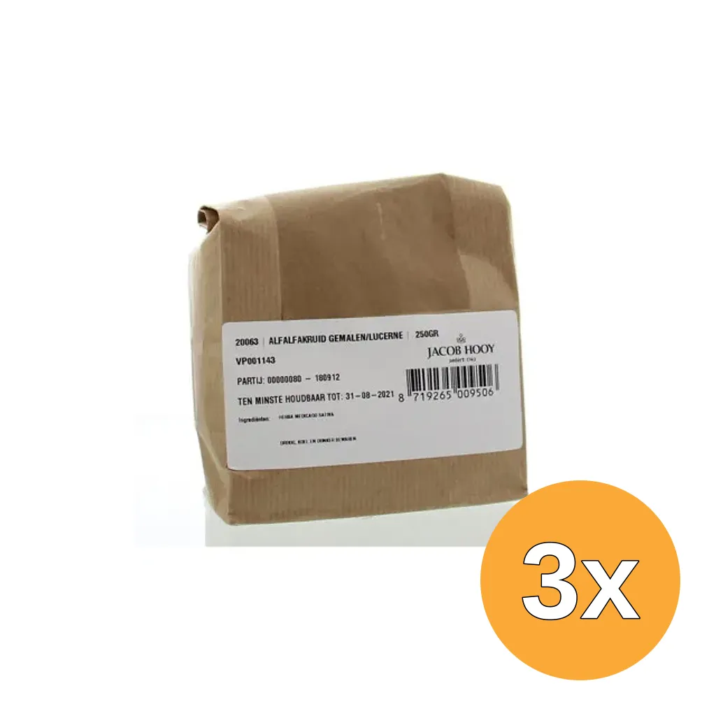3x Jacob Hooy Alfalfakruid Gemalen (250 gr)