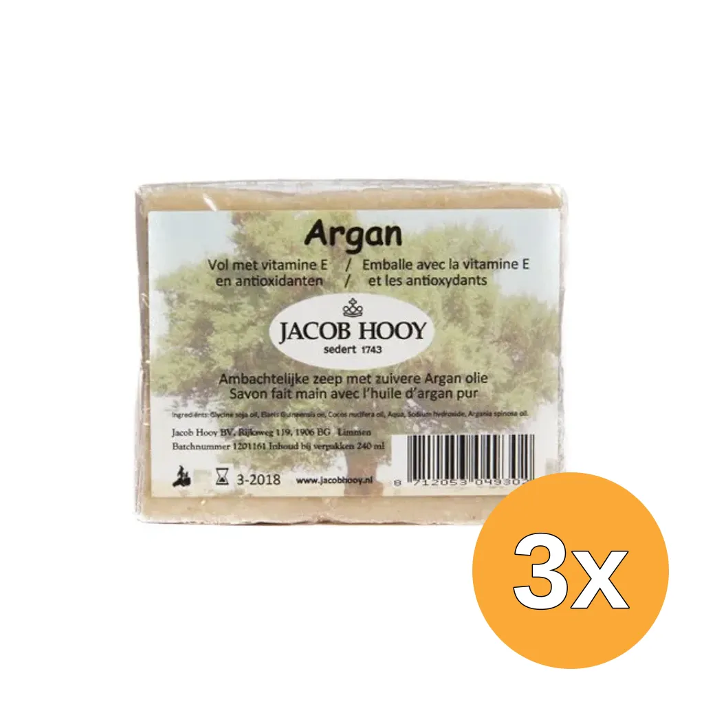 3x Jacob Hooy Argan Zeep Niet Vloeibaar (240 ml)