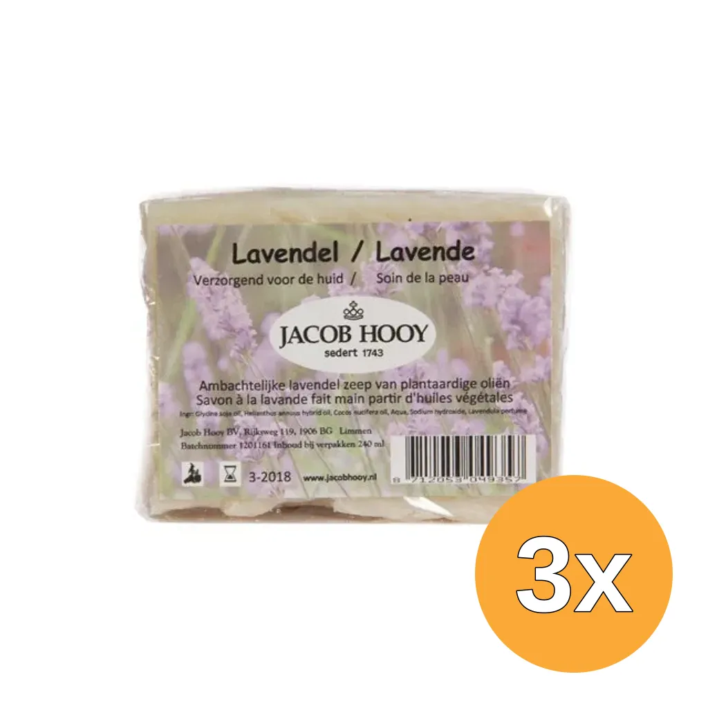 3x Jacob Hooy Lavendel zeep niet vloeibaar (240 ml)