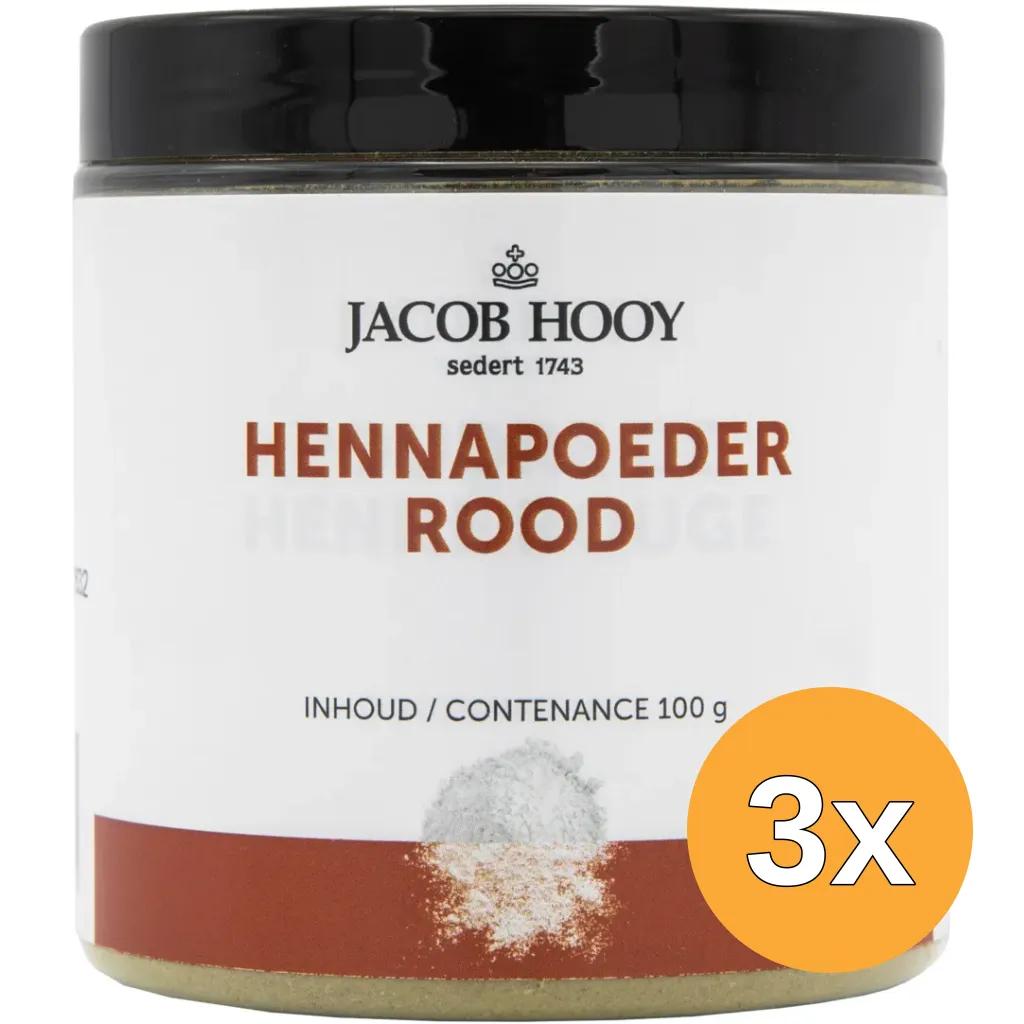 3x Jacob Hooy Hennapoeder Rood Potje (100 gr)