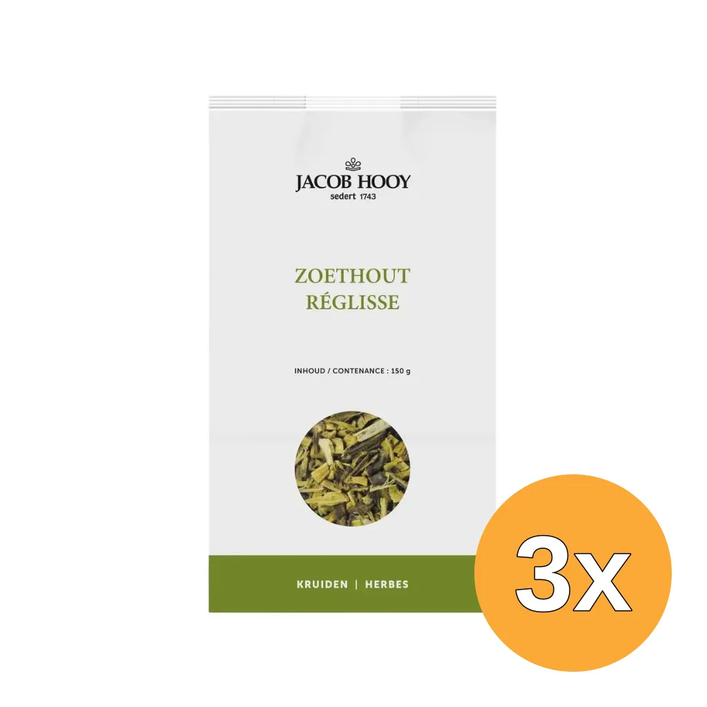 3x Jacob Hooy Zoethout gesneden geschild (150 gr)