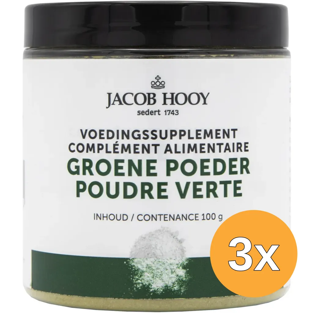 3x Jacob Hooy groene poeder pot (100 gr)