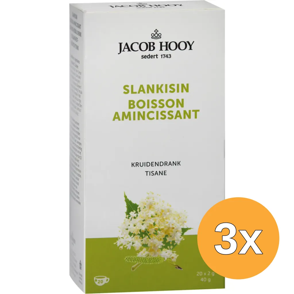 3x Jacob Hooy Slankisin/Slankheidskruiden Thee (20 stuks)