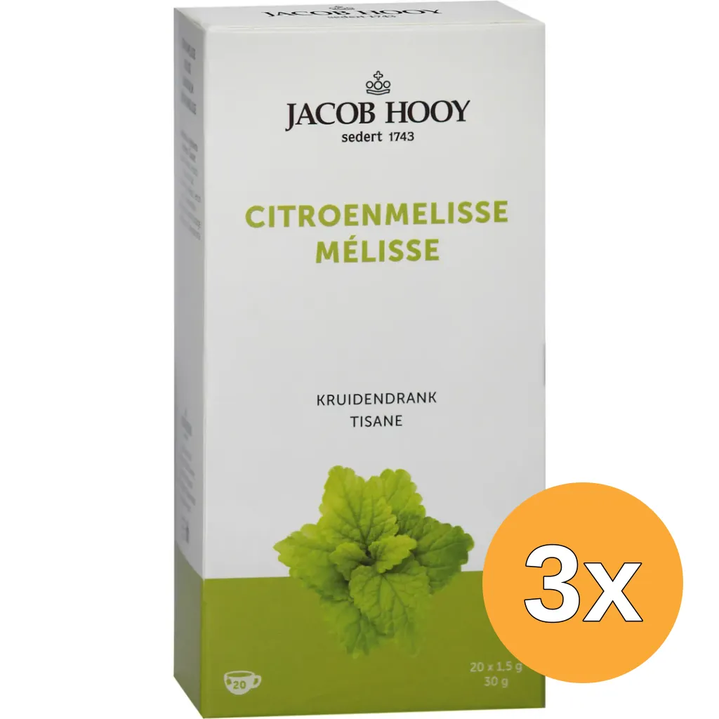 3x Jacob Hooy Citroenmelisse Theezakjes Gold (20 stuks)