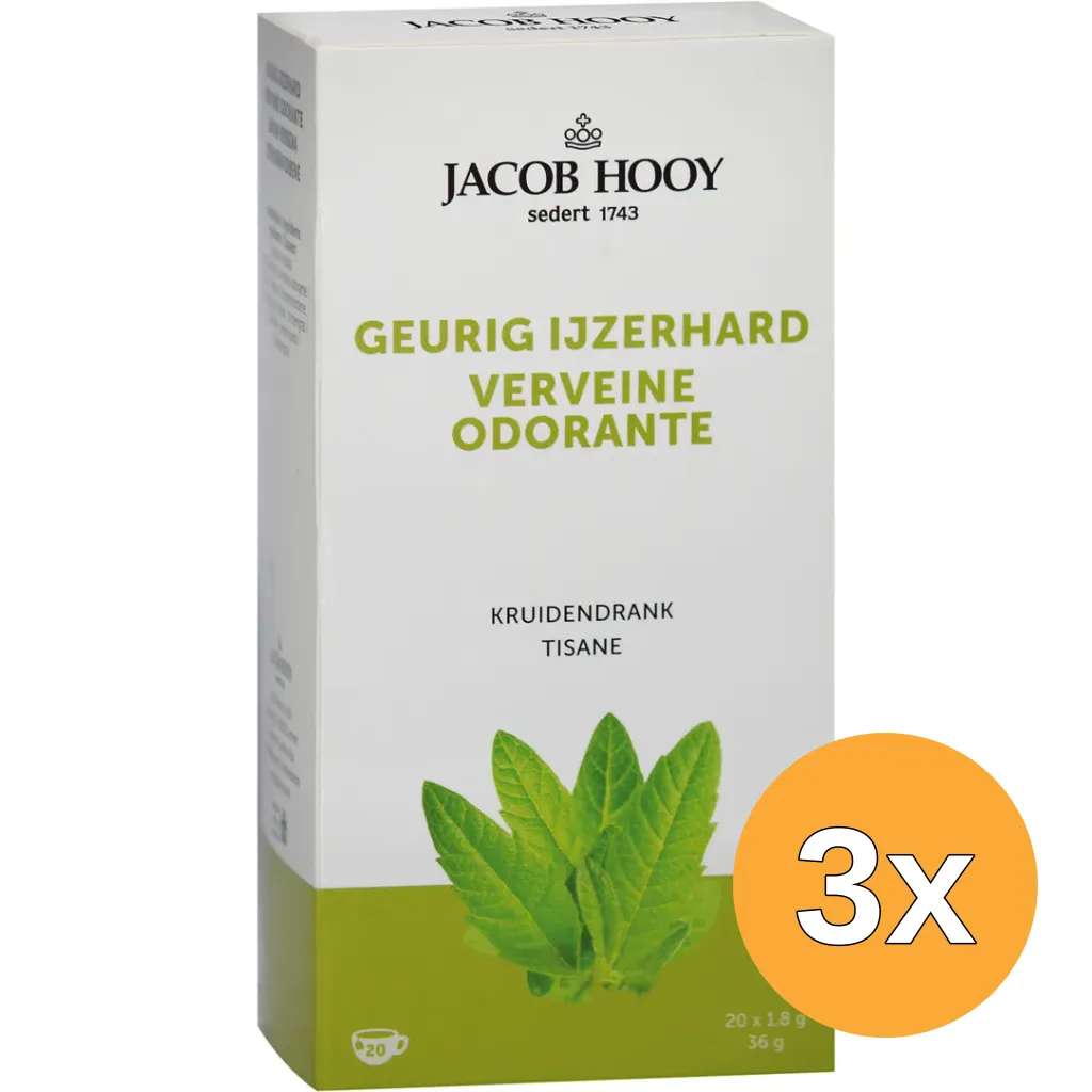 3x Jacob Hooy Geurig Ijzerhard Theezak Gold (20 stuks)