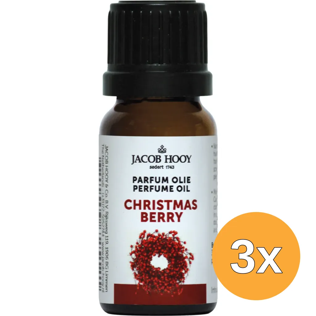 3x Jacob Hooy Parfum Olie Christmas Berry (10 ml)