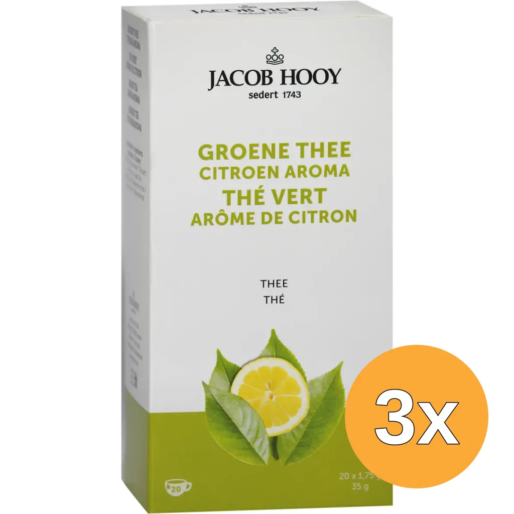 3x Jacob Hooygroene Thee Citroen (20 stuks)