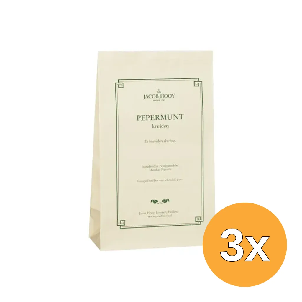 3x Jacob Hooy Pepermuntblad heel 1e kwaliteit (20 gr)