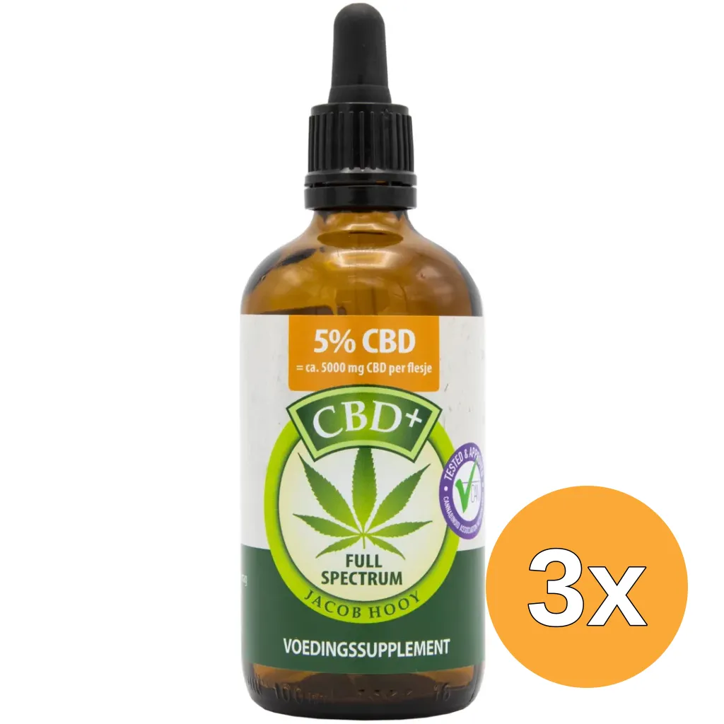 3x Jacob Hooy CBD Plus Olie 5% (100 ml)