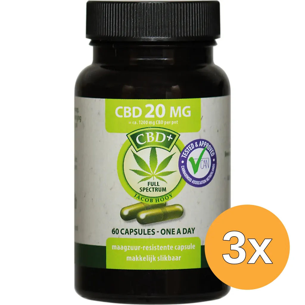 3x Jacob Hooy CBD 20mg (60 stuks)