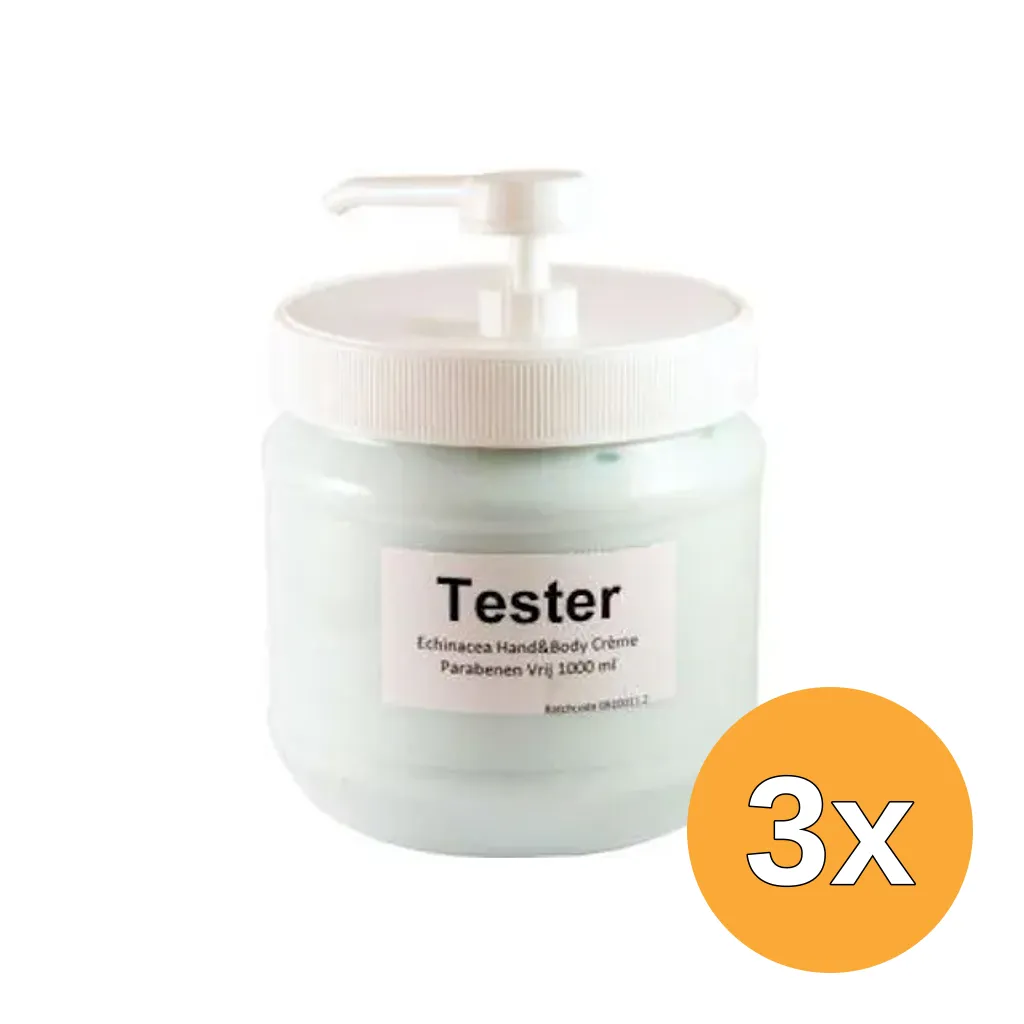 3x Jacob Hooy Echinacea Hand & Body Creme Tester (1000 ml)