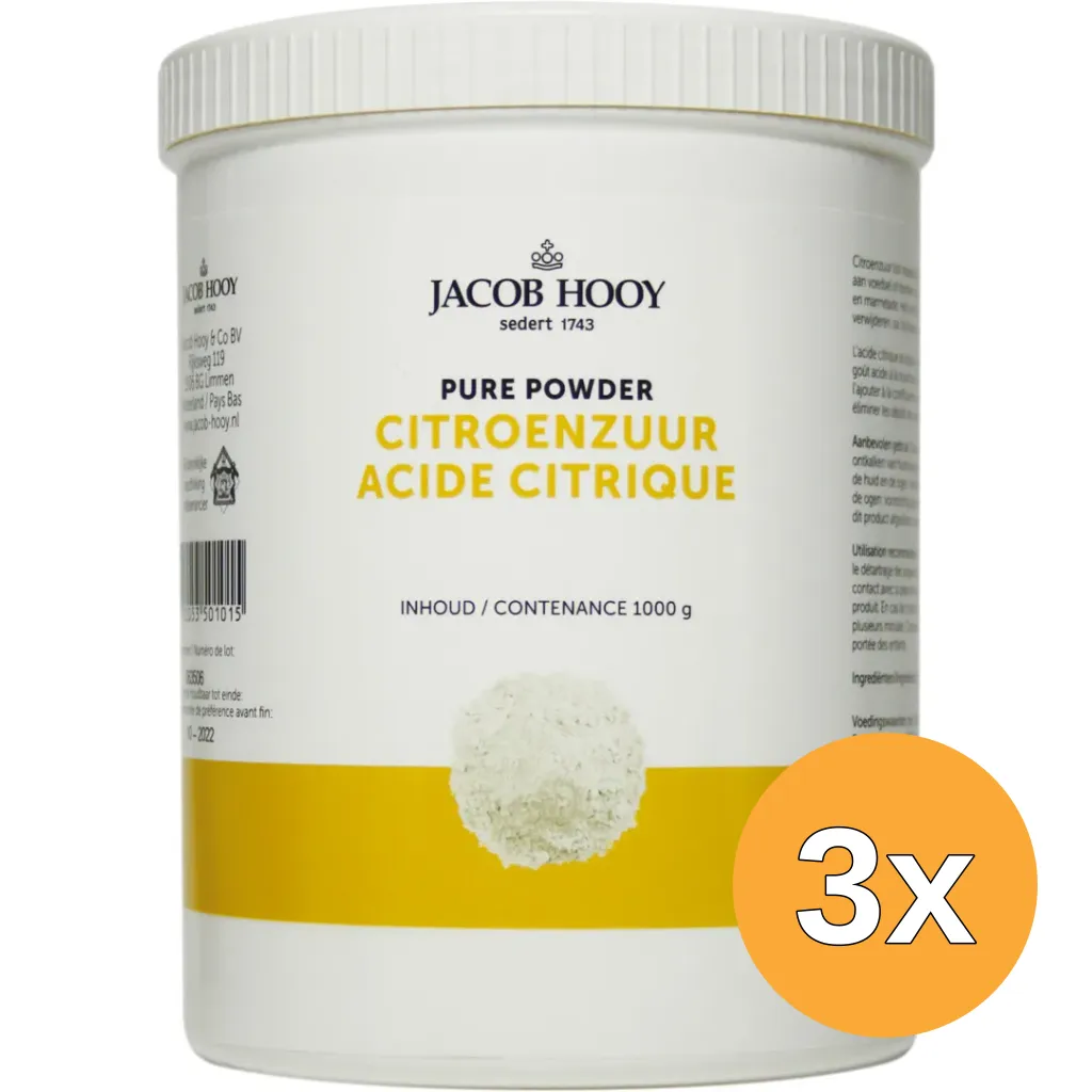 3x Jacob Hooy Citroenzuur Pot (1000 gr)
