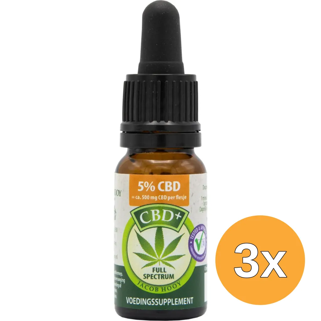 3x Jacob Hooy CBD Plus Olie 5% (10 ml)