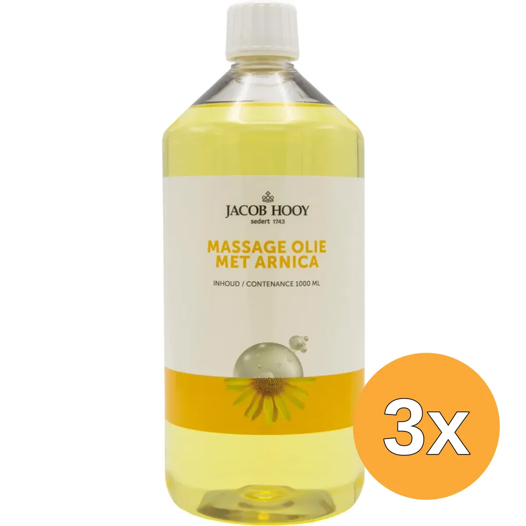 3x Jacob Hooy Massageolie met natuurlijke arnica (1000 ml)