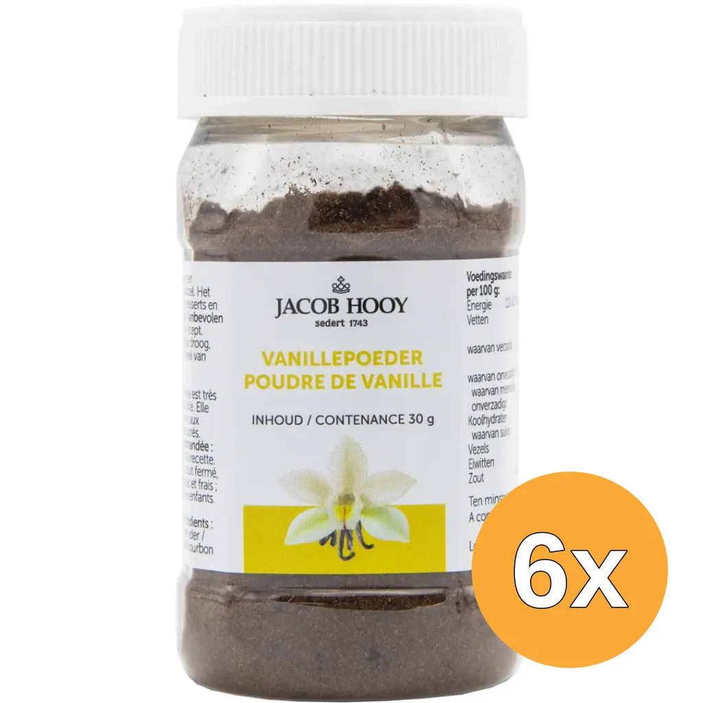 6x Jacob Hooy Vanille Poeder Bourbon (30 gr)