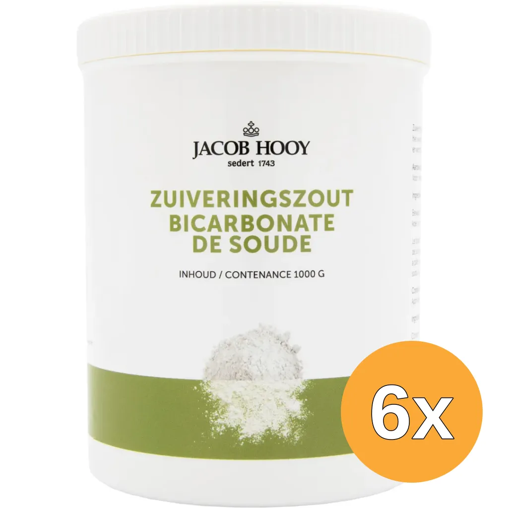 6x Jacob Hooy Zuiveringszout natrium bicarbonaat pot (1000 gr)