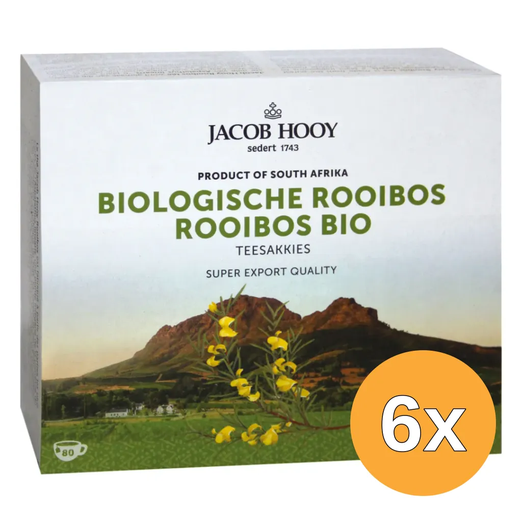 6x Jacob Hooy Biologische Rooibosthee (80 zakjes)