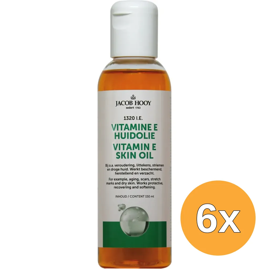 6x Jacob Hooy Vitamine E Huidolie (150 ml)