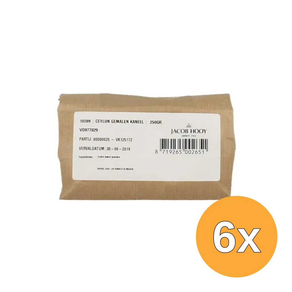 6x Jacob Hooy Kaneel Ceylon Gemalen (250 gr)