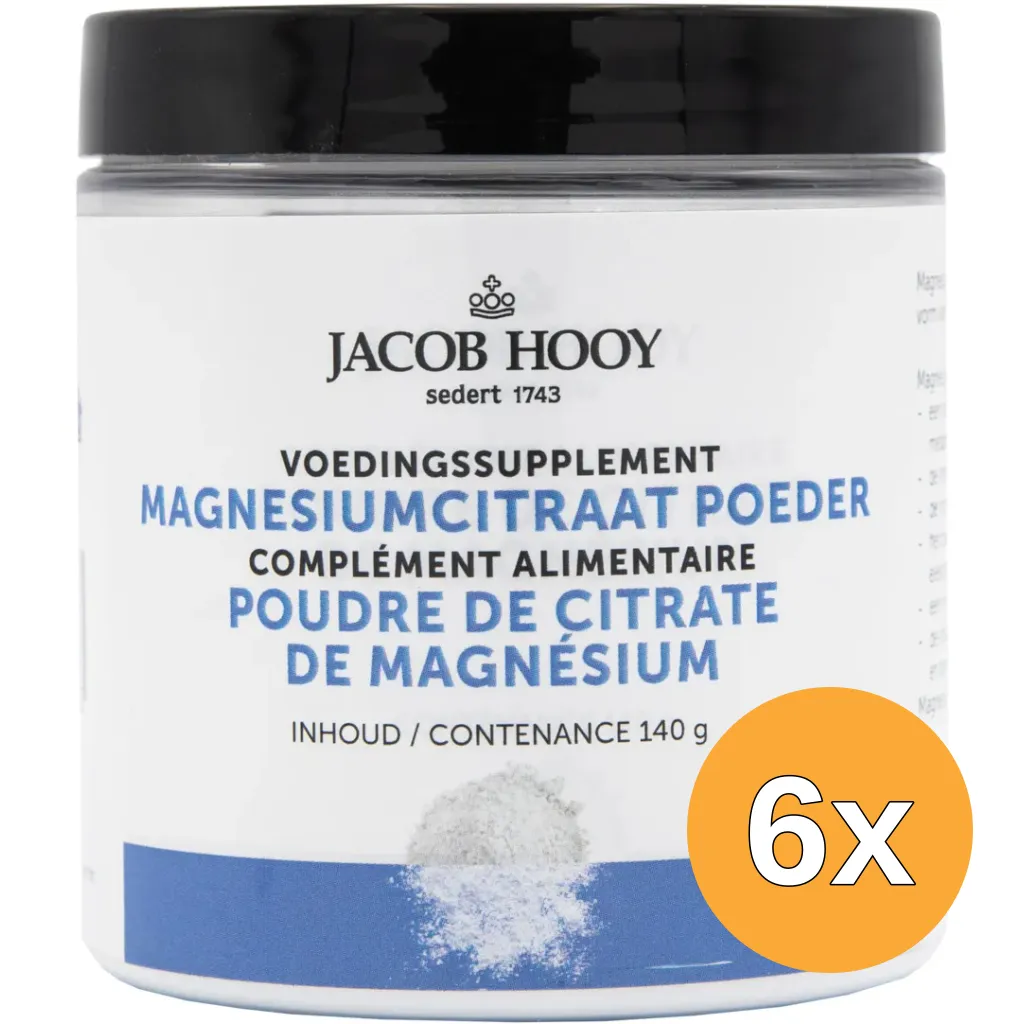 6x Jacob Hooy Magnesiumcitraat poeder (140 gr)