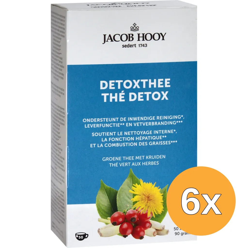 6x Jacob Hooy Detox Theezakjes (50 stuks)