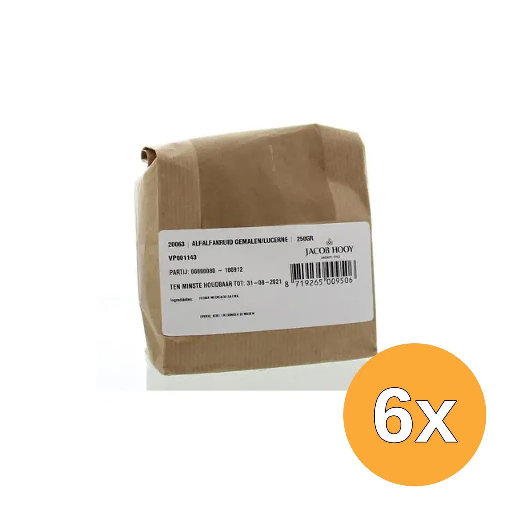 6x Jacob Hooy Alfalfakruid Gemalen (250 gr)