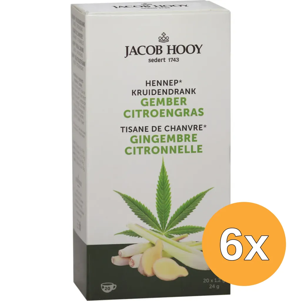 6x Jacob Hooy Hennep gember citroengras (20 stuks)