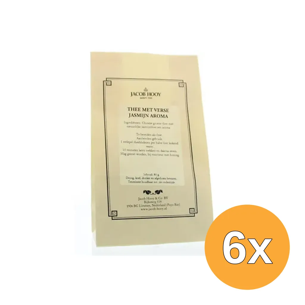 6x Jacob Hooy Jasmijnthee Gearomatiseerd (80 gr)