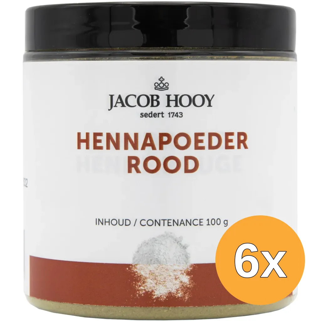 6x Jacob Hooy Hennapoeder Rood Potje (100 gr)