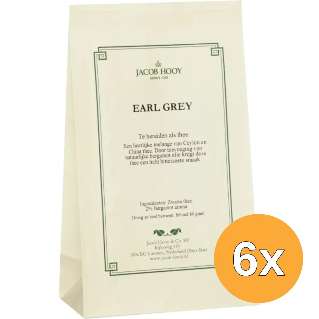 6x Jacob Hooy Earlgrey Thee (80 gr)