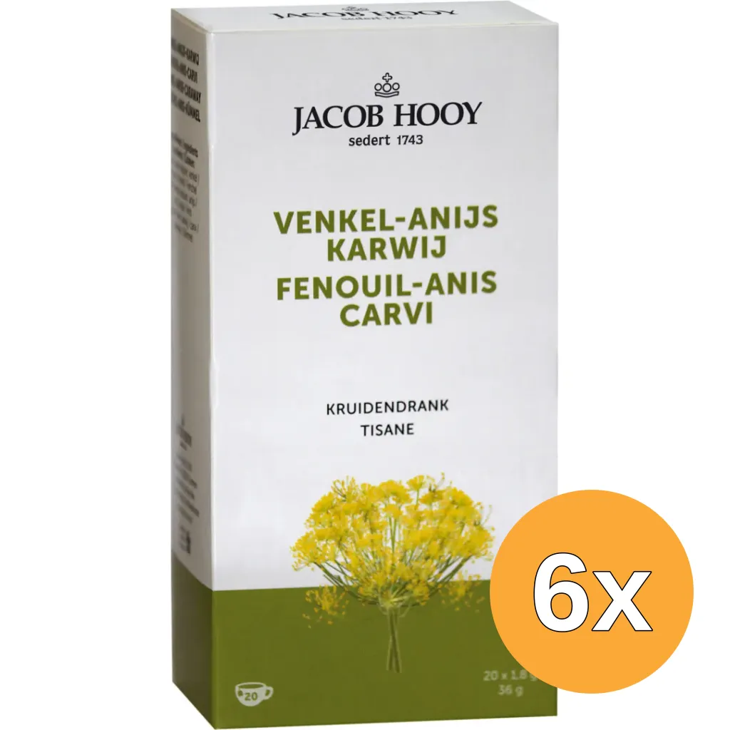 6x Jacob Hooy Venkel/Anijs/Karwij Thee Gold (20 stuks)