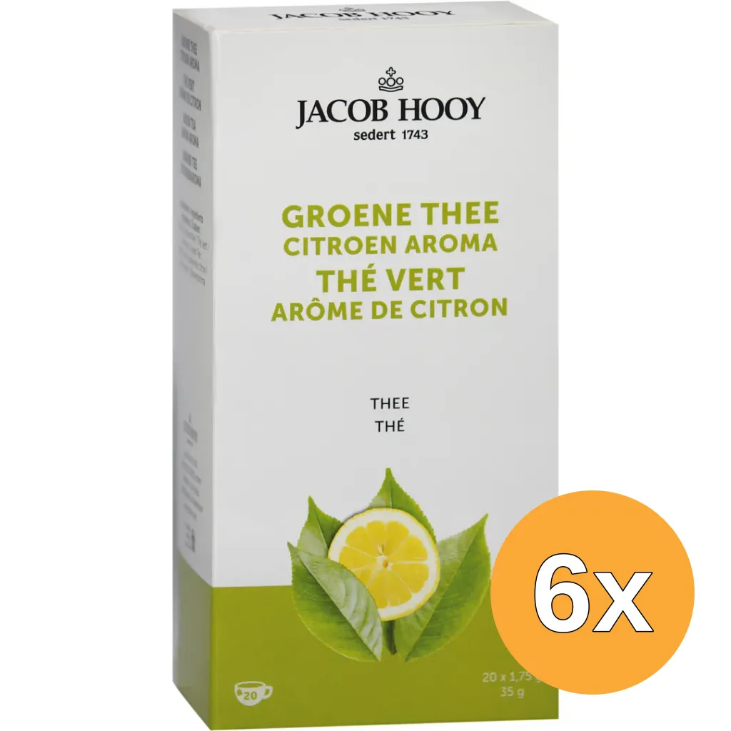 6x Jacob Hooygroene Thee Citroen (20 stuks)