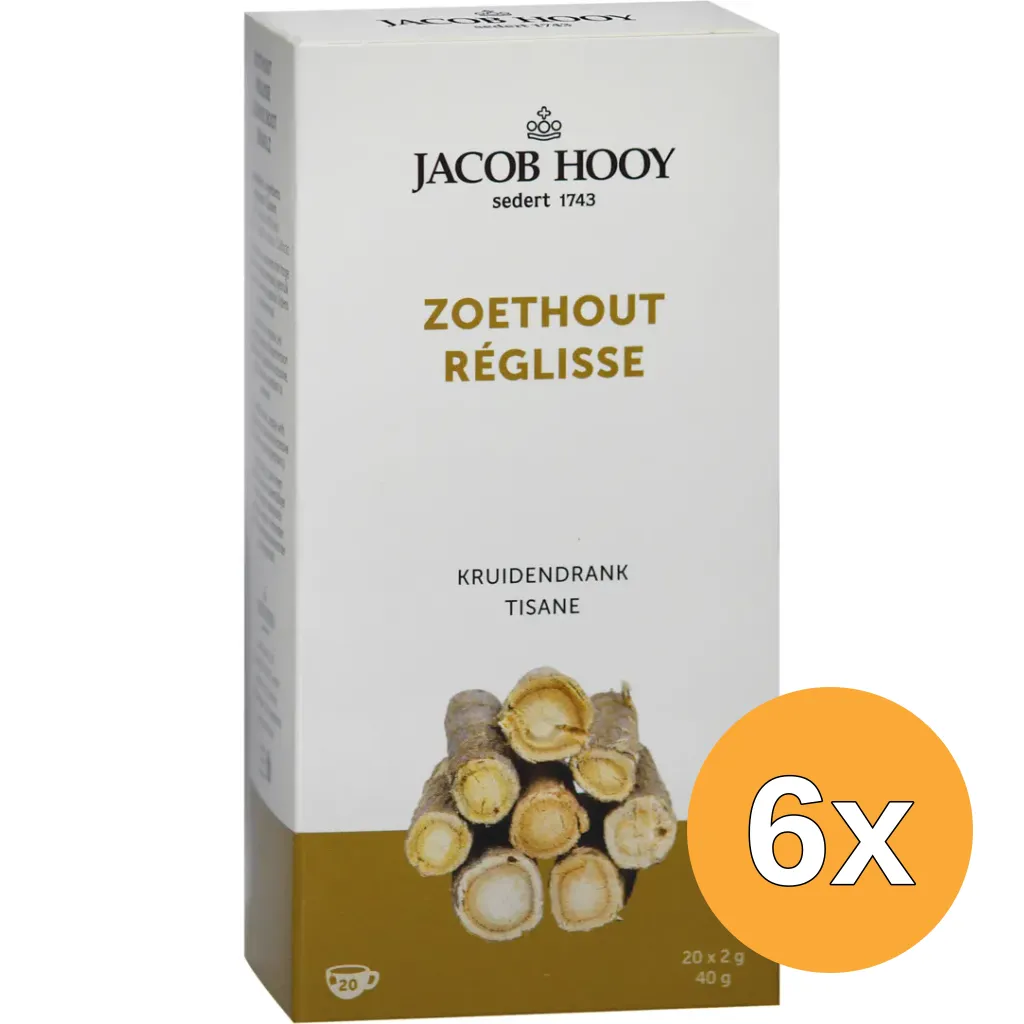 6x Jacob Hooy Zoethout Thee (20 stuks)