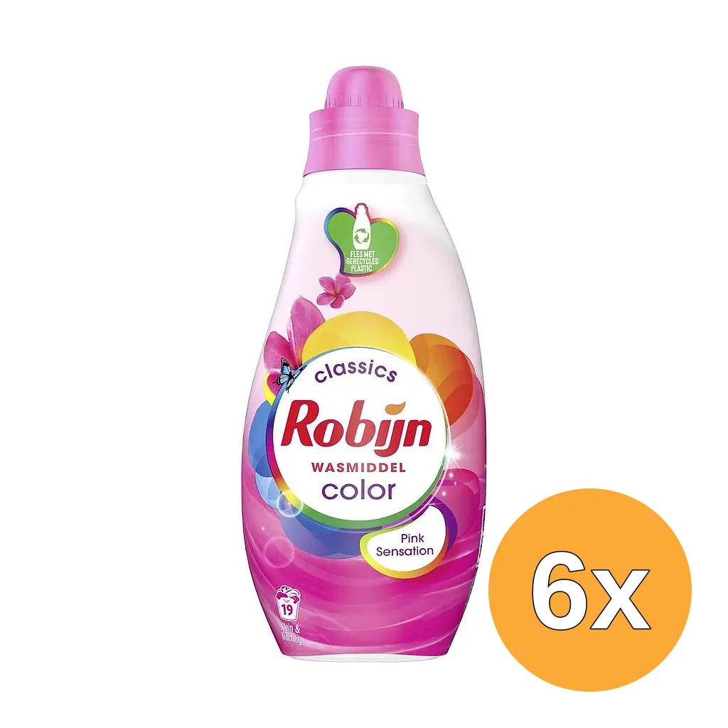 6x Robijn Wasmiddel Pink Sensation Kleur (665 ml)