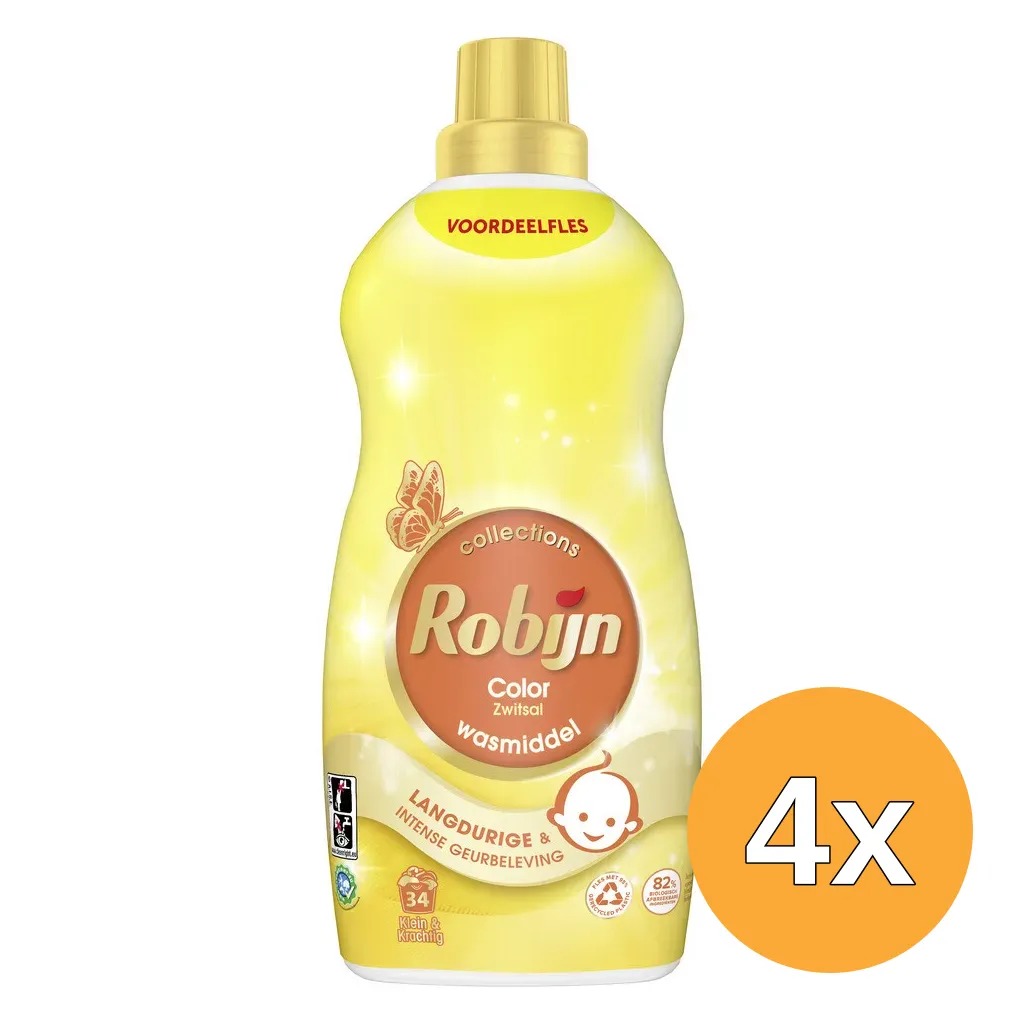 4x Robijn Wasmiddel Zwitsal Kleur (1190 ml)