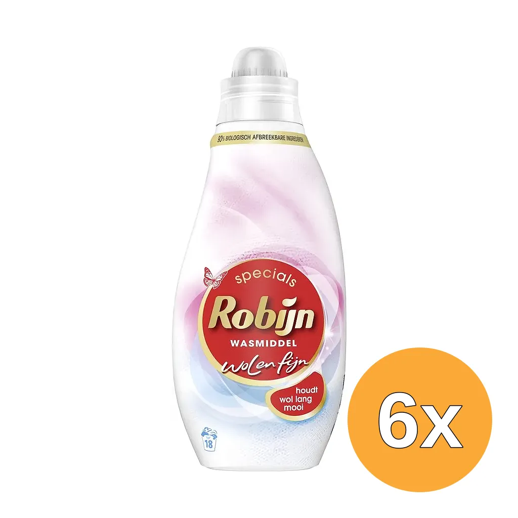 6x Robijn Wasmiddel Wol & Fijn (720 ml)