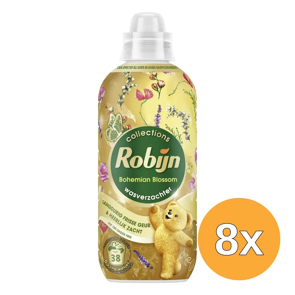 8x Robijn Wasverzachter - Bohemian Blossom 38 Wasbeurten (765 ml)