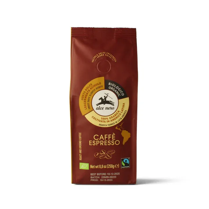 Alce Nero Arabica Koffie Gemalen Sterk Bio (250 gr)