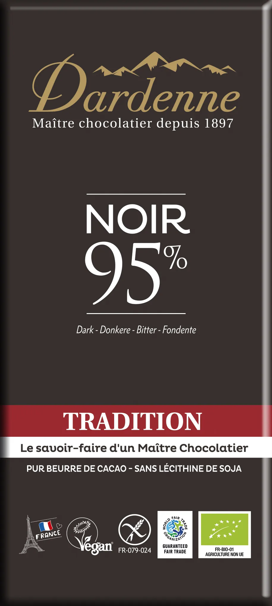 Dardenne Pure Chocolade 95% Tablet Bio (80 gr)