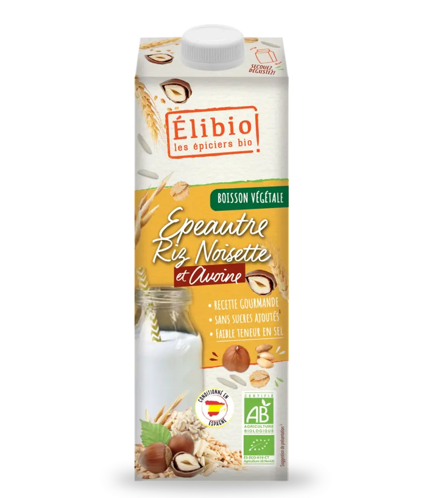 Elibio Élibio Spelt Hazelnoot Rijst en Haver Drink zonder Suiker Bio (1000 ml)