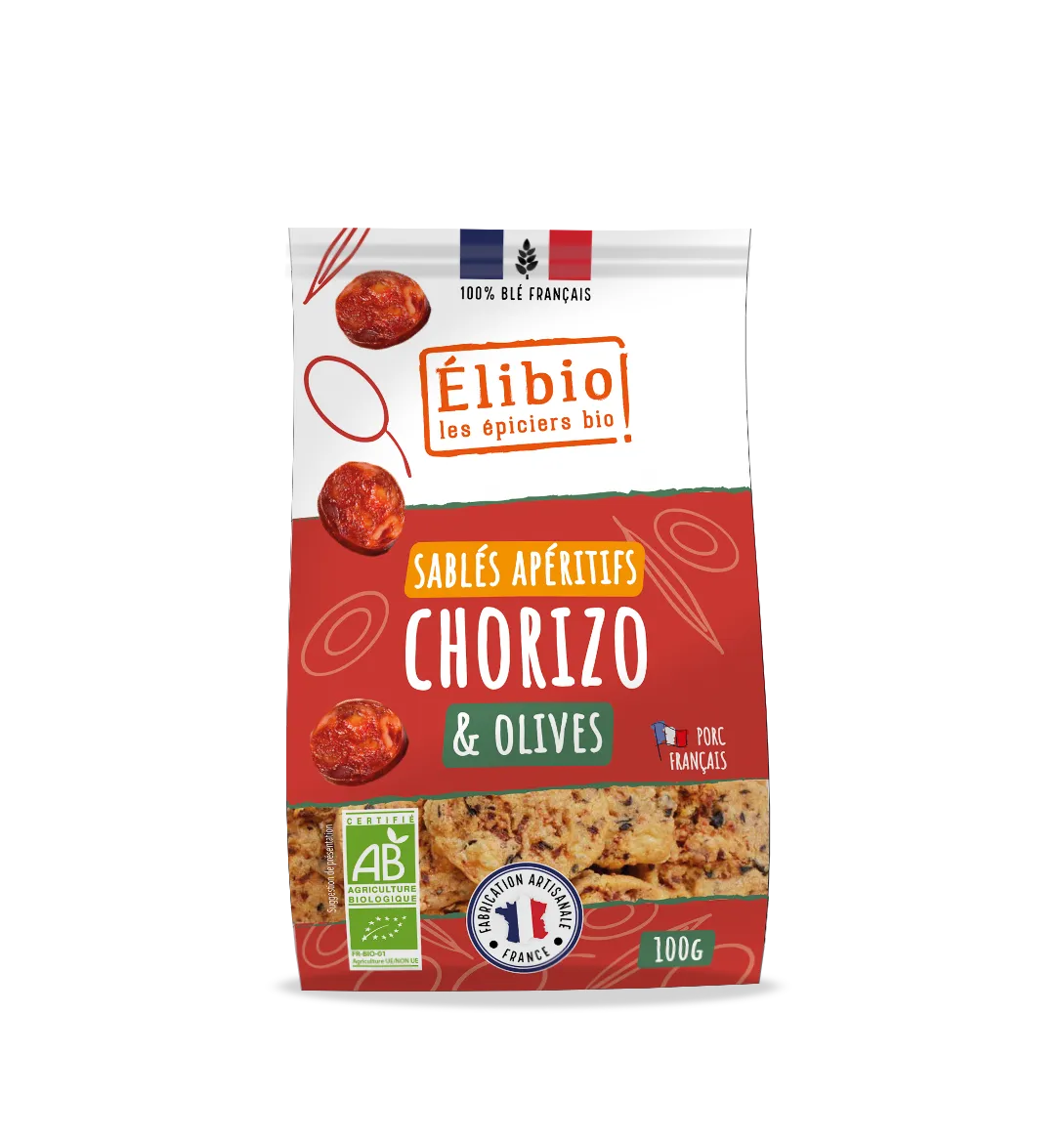 Elibio Élibio Chorizo Olijvenkoekjes Bio (100 gr)