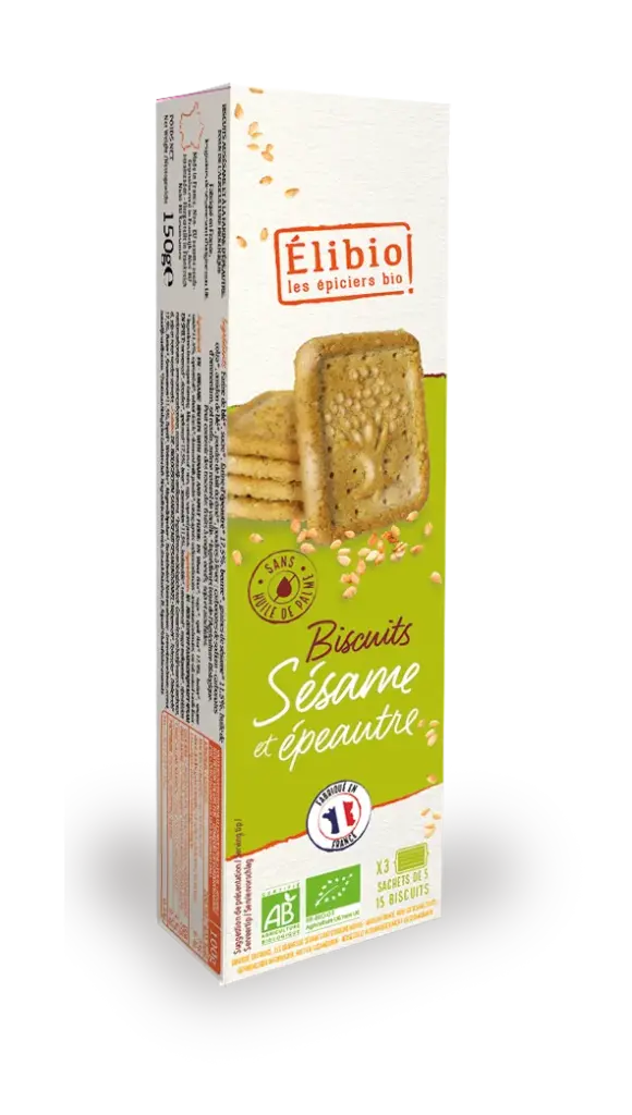 Elibio Élibio Zandkoekjes met Sesam en Spelt 3x5 Bio (150 gr)