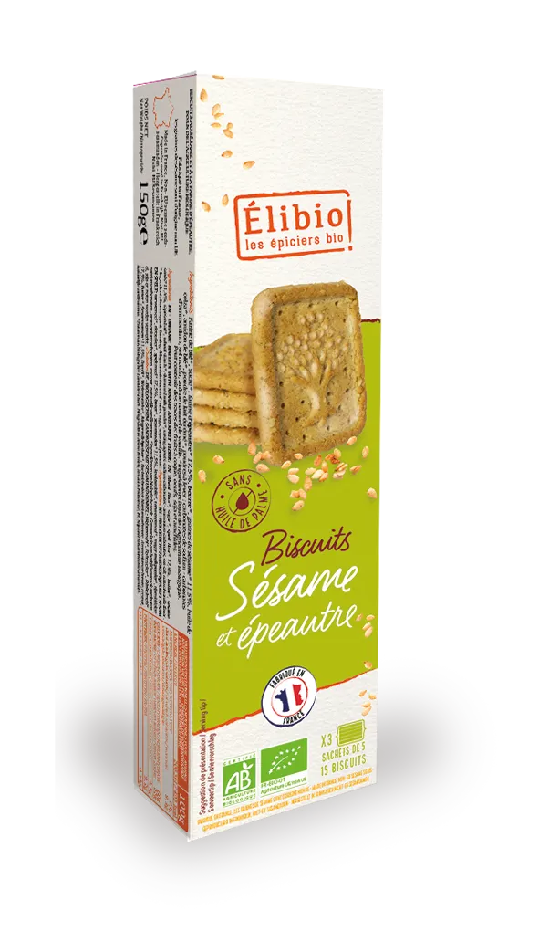 Elibio Élibio Zandkoekjes met Sesam en Spelt 3x5 Bio (150 gr)