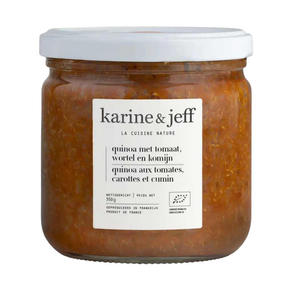 Karine & Jeff Bio Karine & Jeff Quinoa met Tomaat, Wortel en Komijn Bio (350 gr)