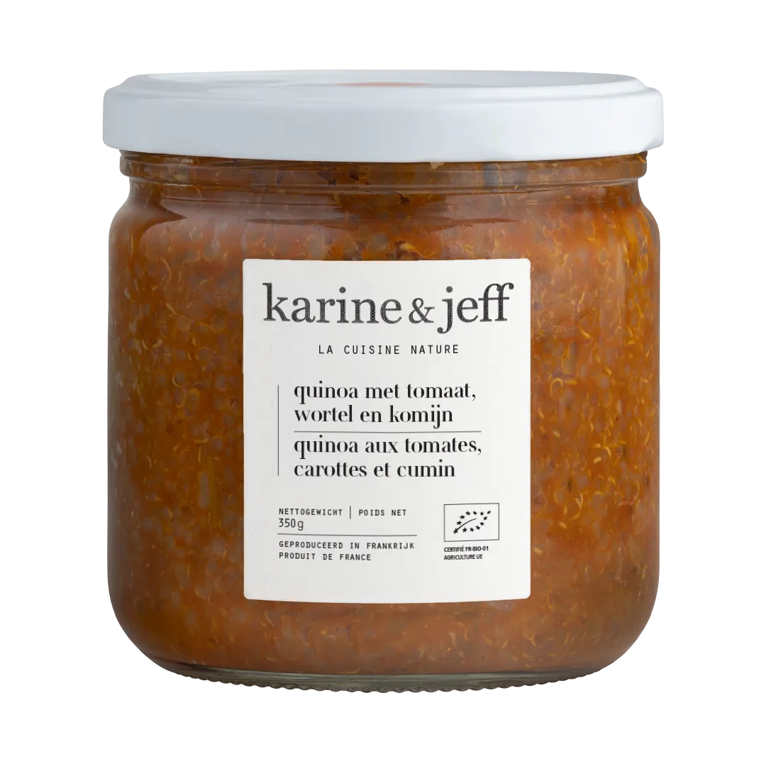 Karine & Jeff Bio Karine & Jeff Quinoa met Tomaat, Wortel en Komijn Bio (350 gr)