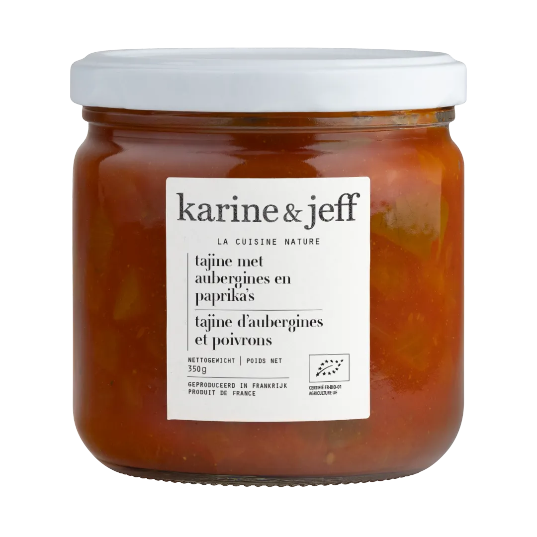 Karine & Jeff Bio Karine & Jeff Tajine met Aubergines en Paprika's Bio (350 gr)