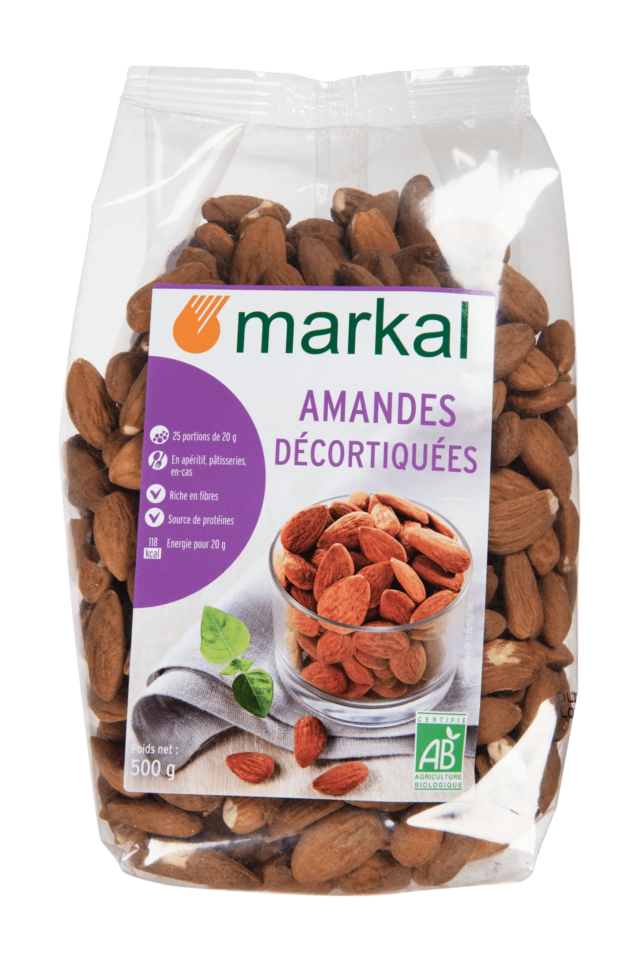 Markal Amandelen Gepeld Bio (500 gr)